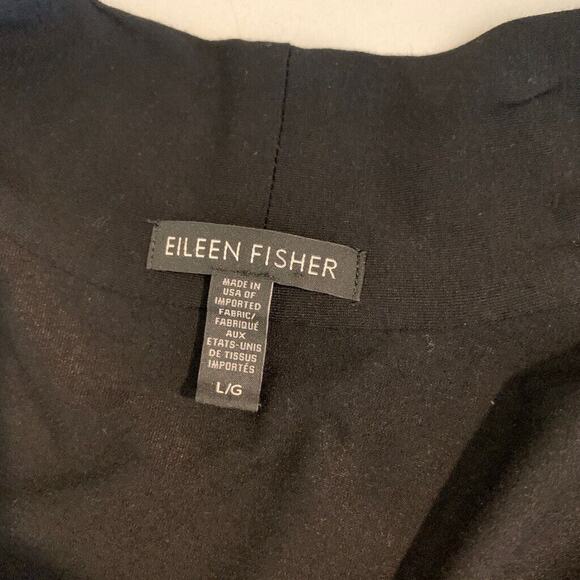 Eileen Fisher Cardigan Womens L Large Black Sleeveless Shawl Open Front Long - Picture 10 of 14